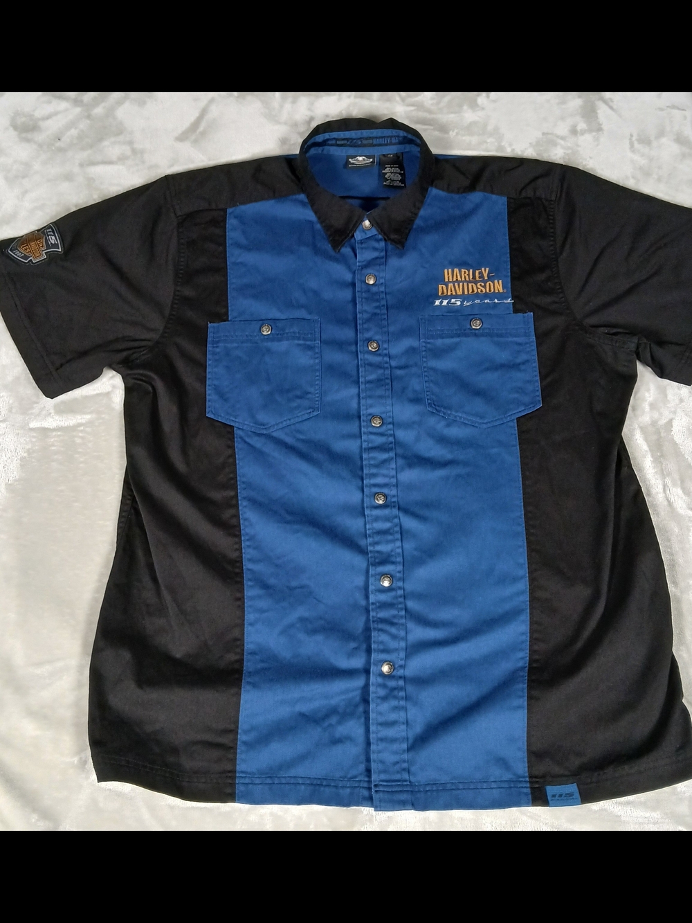 Harley Davidson 115th Anniversary Work Shirt Men's 2XL Button Up Embroidered